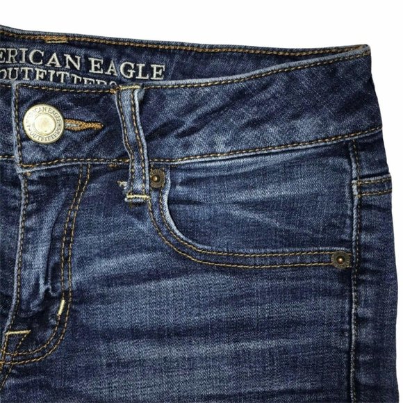 American Eagle Medium Wash Distressed Shorts 2 - Picture 3 of 8